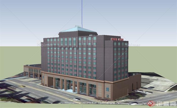 某欧式银行办公楼建筑设计SU模型