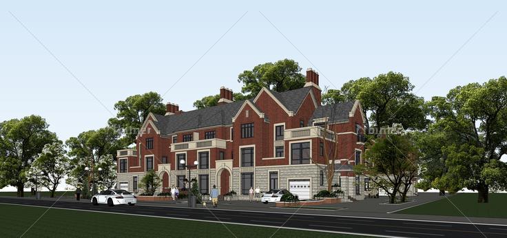 欧式风格别墅住宅建筑方案sketchup模型