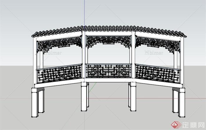 古典中式桥廊SU模型