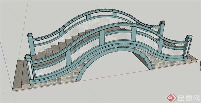 中式石拱桥设计SU模型