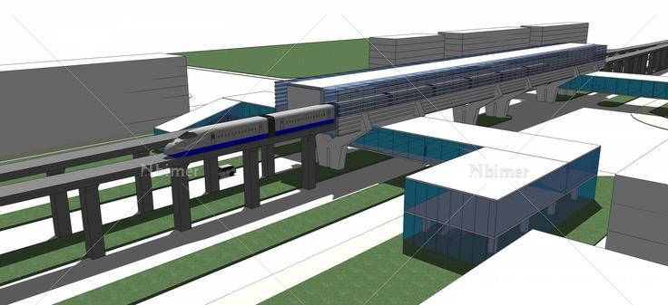 现代风格轻轨站(50503)su模型下载