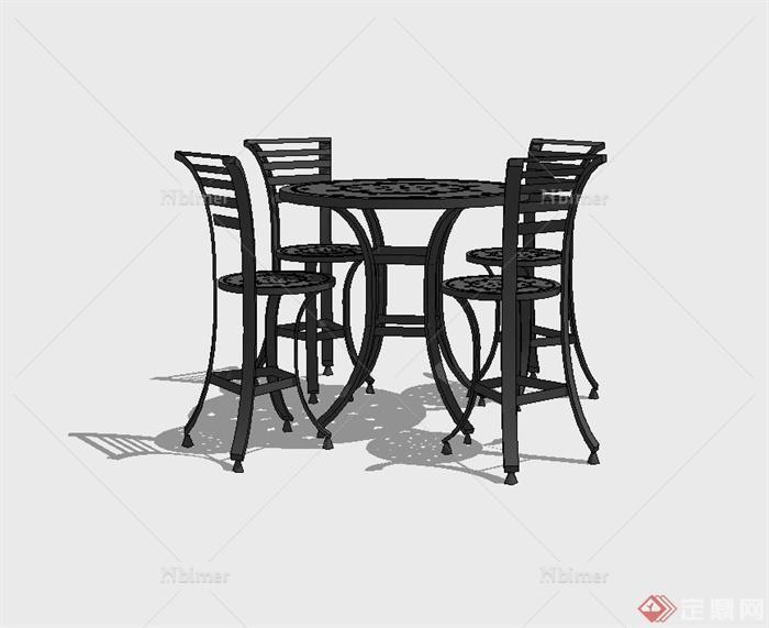 某咖啡馆四人桌椅设计su模型[原创]