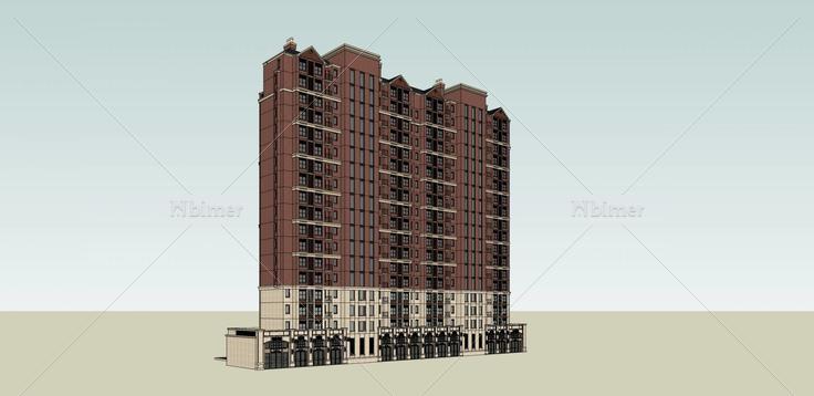 欧式高层住宅公寓(34118)su模型下载