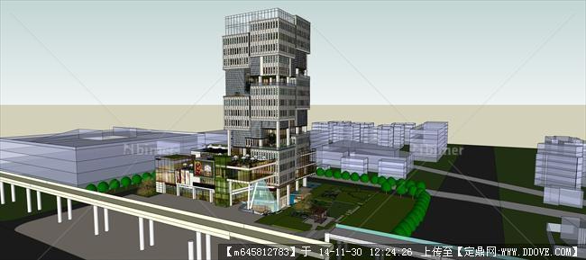 大型高层办公楼建筑设计su模型