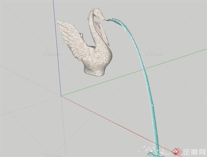 天鹅造型喷水雕塑小品SU模型