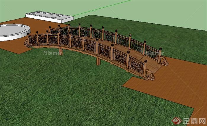 某中式园桥设计SU模型素材