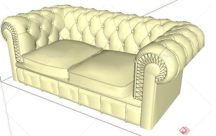 欧式双人沙发设计su模型原创