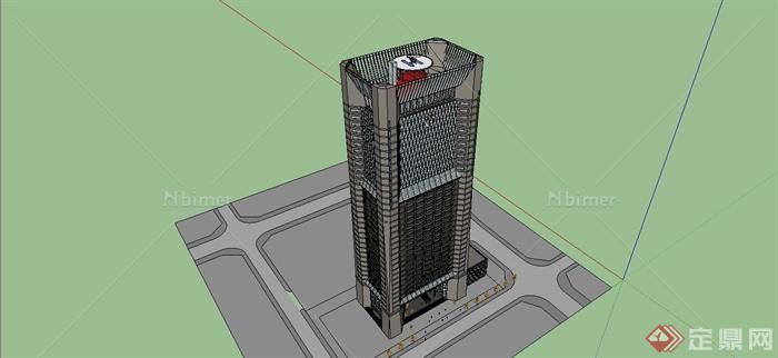 某现代风格高层精致办公楼建筑设计SU模型[原创]