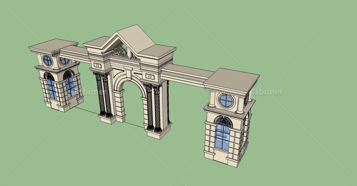 欧式风格门楼(74420)su模型下载