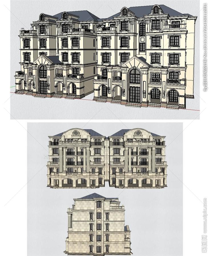 洋房精细建筑草图大师SU模型图片