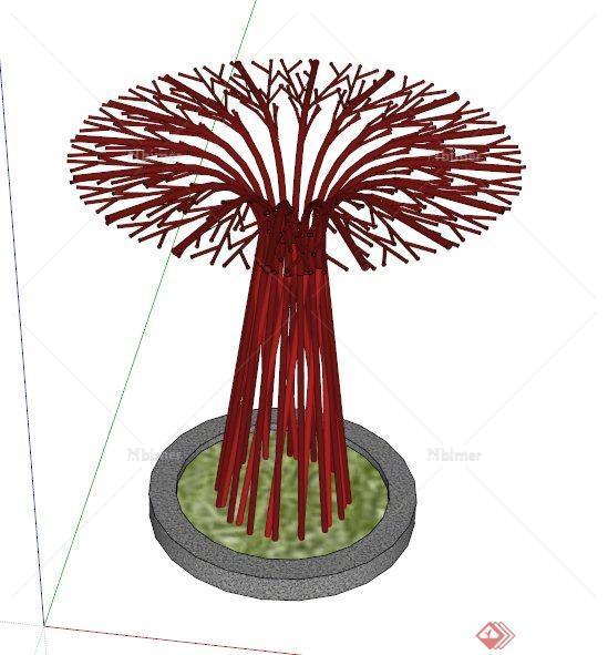 蘑菇形花架小品设计SU模型
