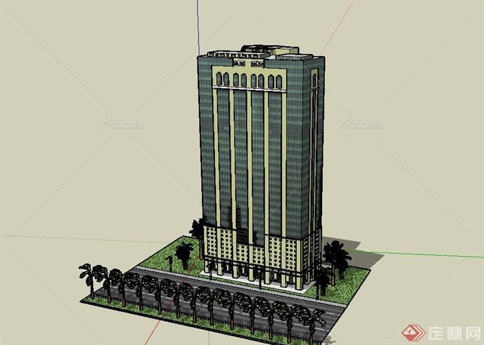 现代风格银行办公大厦楼设计su模型[原创]