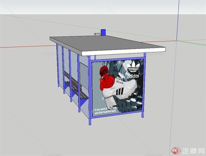某现代风格公交车候车廊设计su模型[原创]