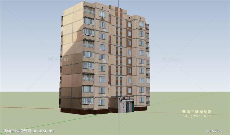九层公寓建筑SU模型设计