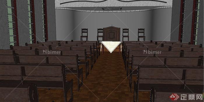 某演讲厅建筑设计SU模型（带室内）