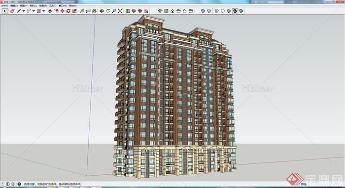 某地一栋高层住宅建筑设计su模型