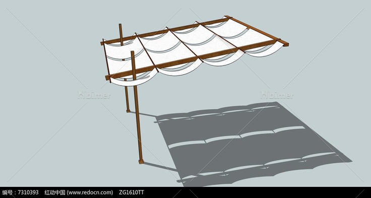 木制帆布遮阳棚SU模型