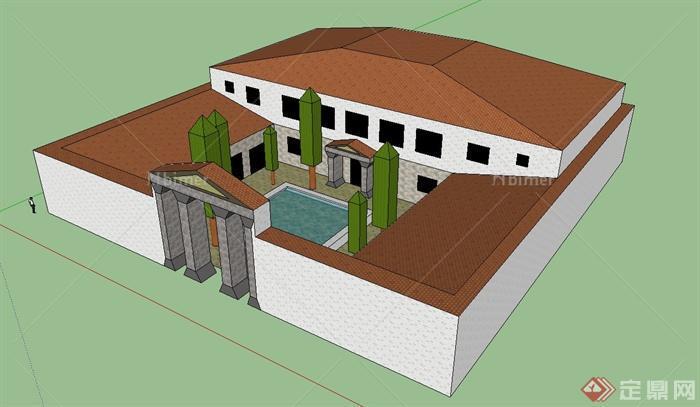 某罗马宫殿建筑设计SU模型
