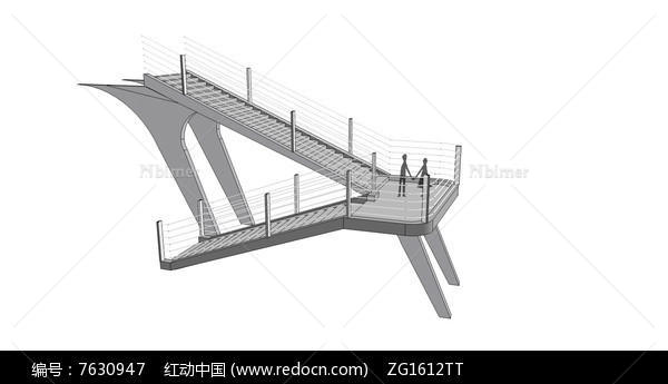 天桥楼梯景观SU