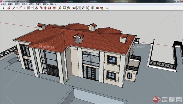 某栋大型别墅建筑设计SU模型[原创]