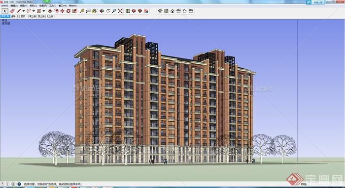 某12层住宅建筑设计SU模型