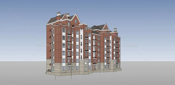 英式多层花园洋房(34108)su模型下载