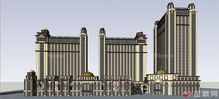某新古典欧式商业街建筑设计SU模型