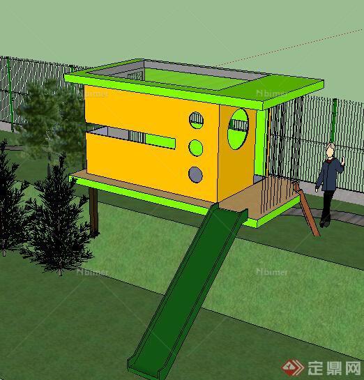 某现代风格儿童滑梯设计su模型