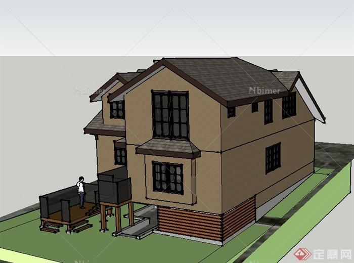 某两层郊外精致住宅建筑设计SU模型