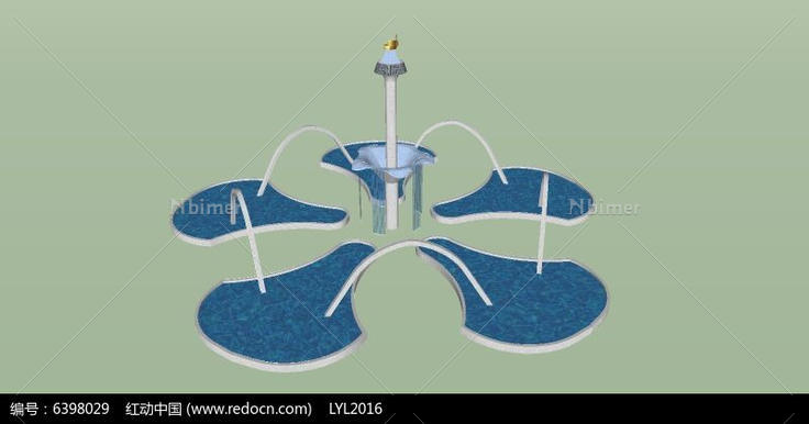 简约五花瓣状叠水喷泉
