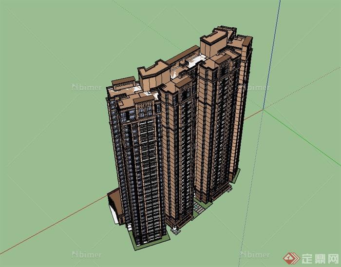 新古典高层商住楼建筑su模型[原创]