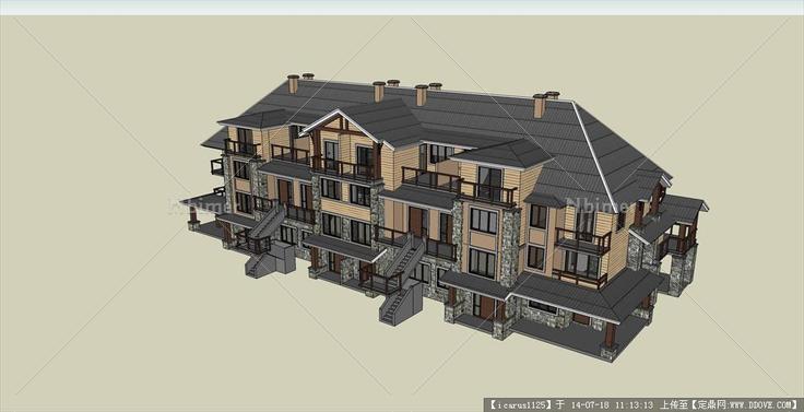 精致多联别墅建筑su模型