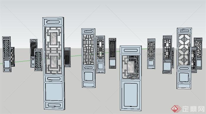 多款中式风格雕花窗户设计su模型[原创]