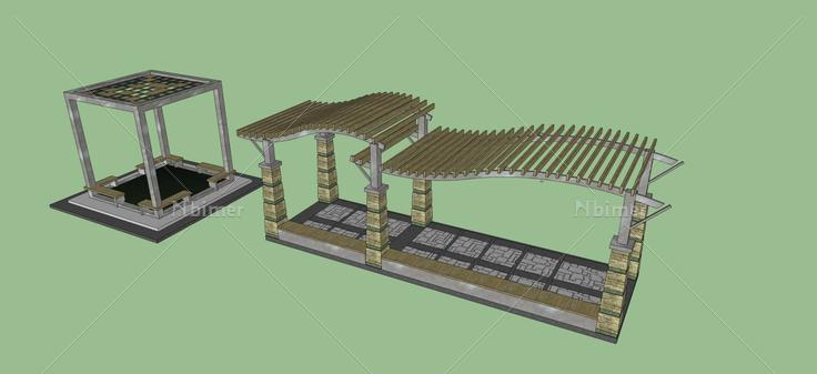 景观-廊架(46409)su模型下载