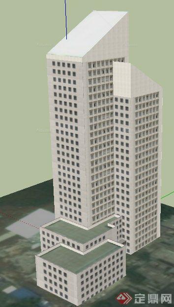 现代多层及高层组合办公楼建筑设计SU模型