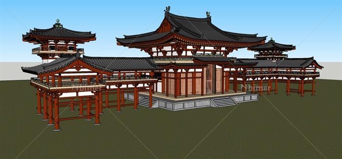 某地寺庙建筑设计SU模型[原创]