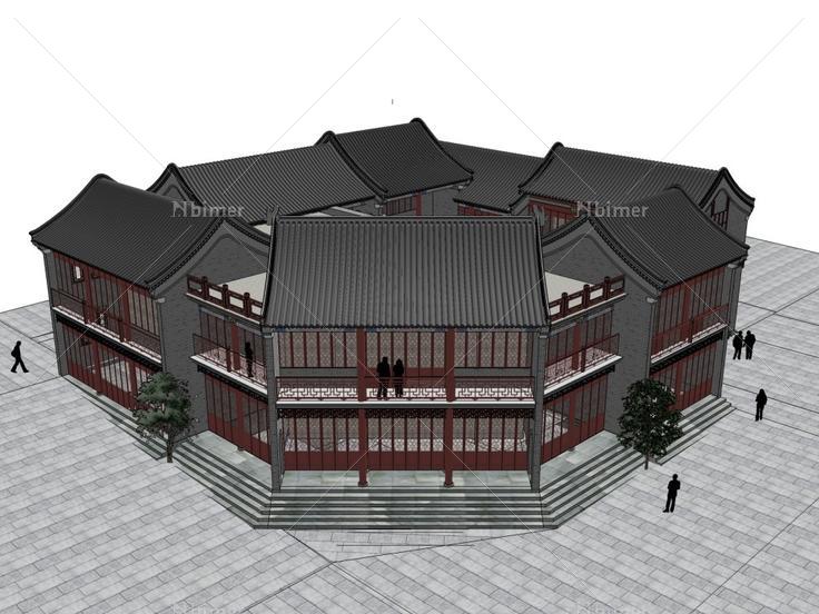 院落式住宅，中式风格，两层