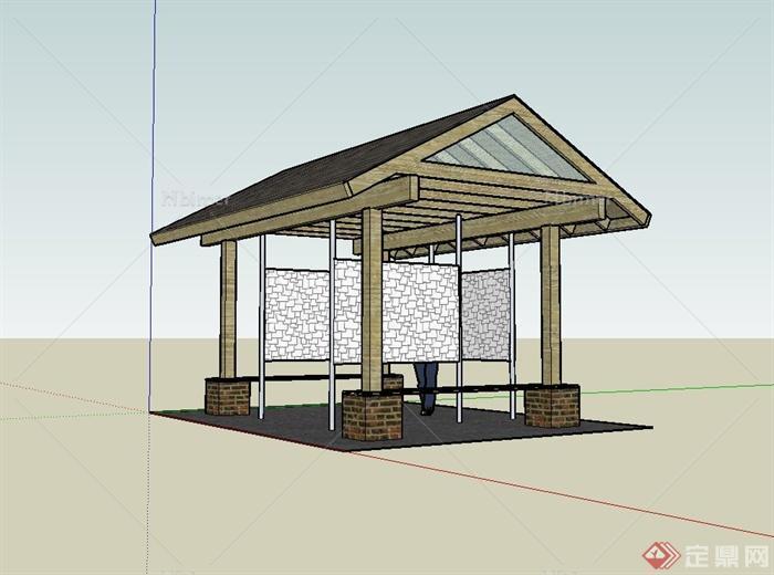 某庭院东南亚风格亭子设计su模型