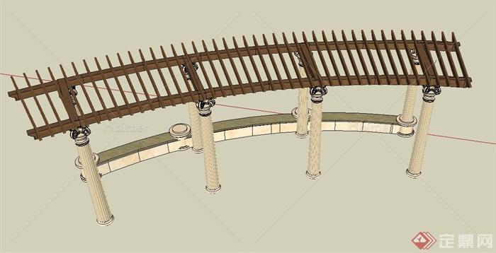 一个欧式弧形廊架设计SU模型