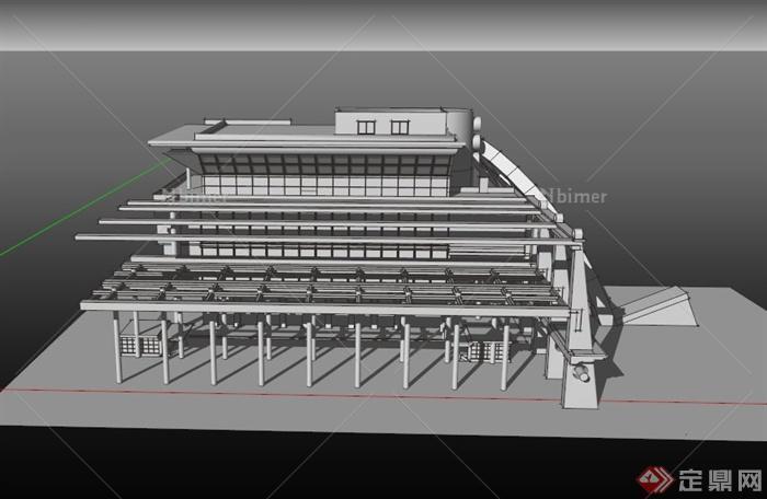 现代某工业建筑设计SU模型