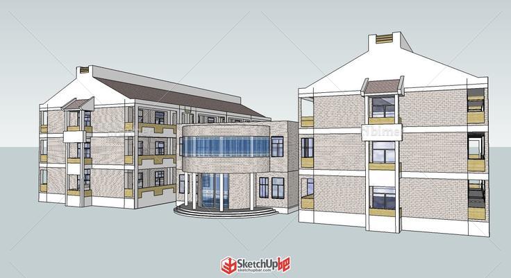 带太阳能电池板的宿舍楼建筑