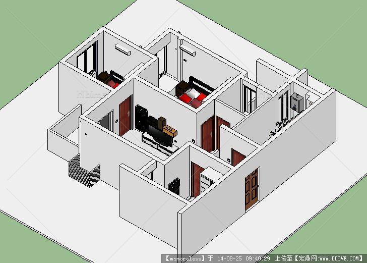 室内家装设计方案su户型模型