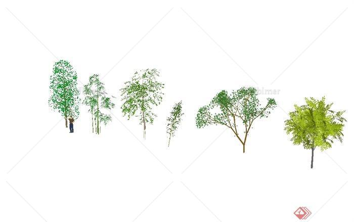 多棵园林景观树木植物素材设计SU模型[原创]