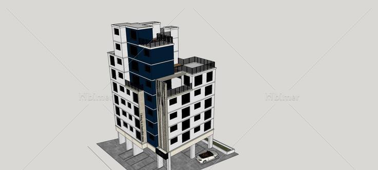 现代多层住宅楼(80821)su模型下载