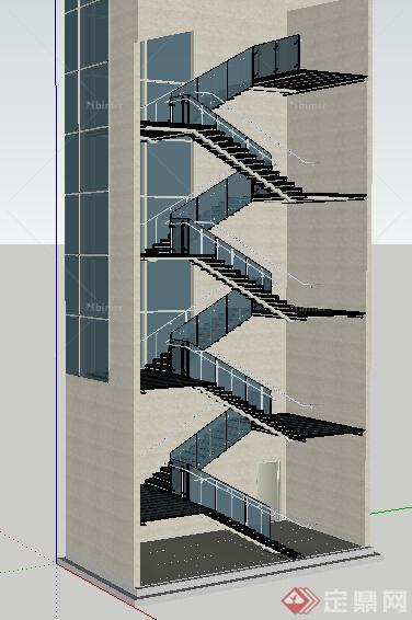 多层建筑楼梯节点设计su模型