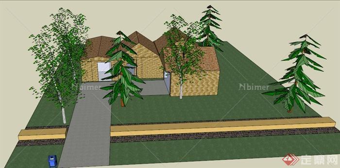 某多组合式住宅建筑景观设计SU模型