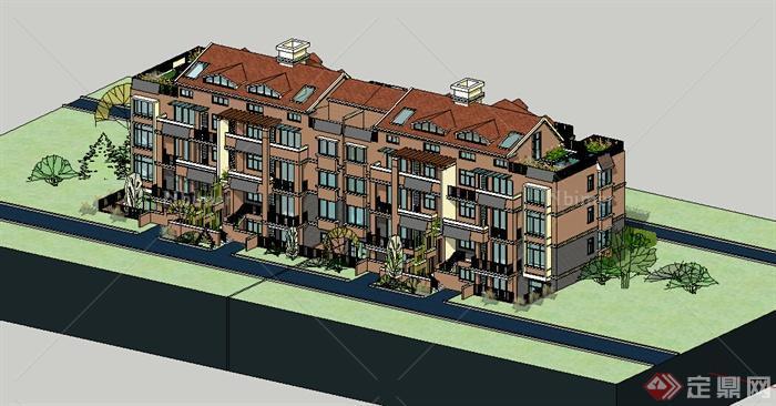 某地区住宅小区建筑设计SU模型素材