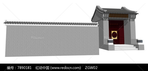 中式院门院门模型