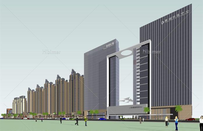 商业街地块项目规划方案SU精致设计模型（附景观