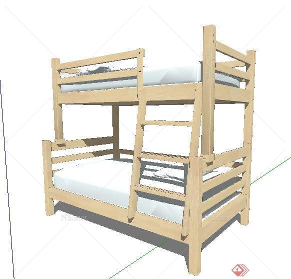 某简约木质高低床儿童床设计su模型[原创]